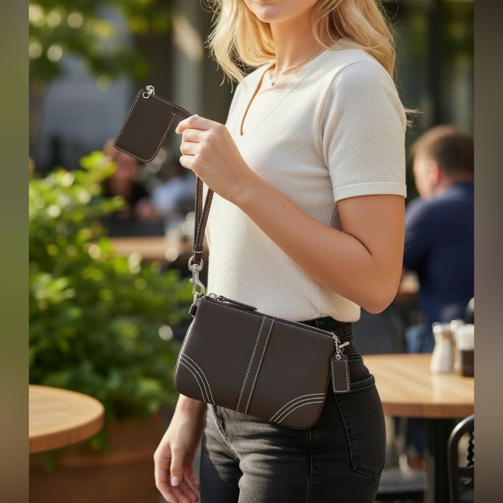 Coach Vintage Soho Chocolate Brown Leather Wristlet with Coach Box and Dust Bag - Picture 7 of 7